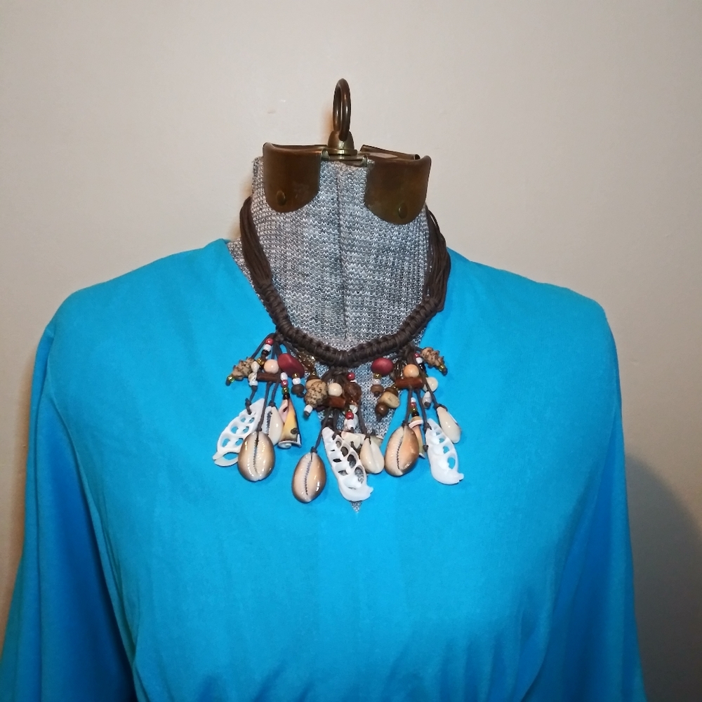 Macrame Cord And Shell/Bead Handcrafted Boho Choker Necklace